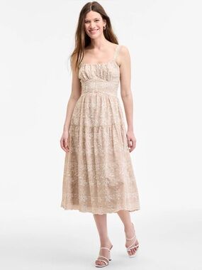 Row A Eyelet-Embroidered Tiered Midi Dress